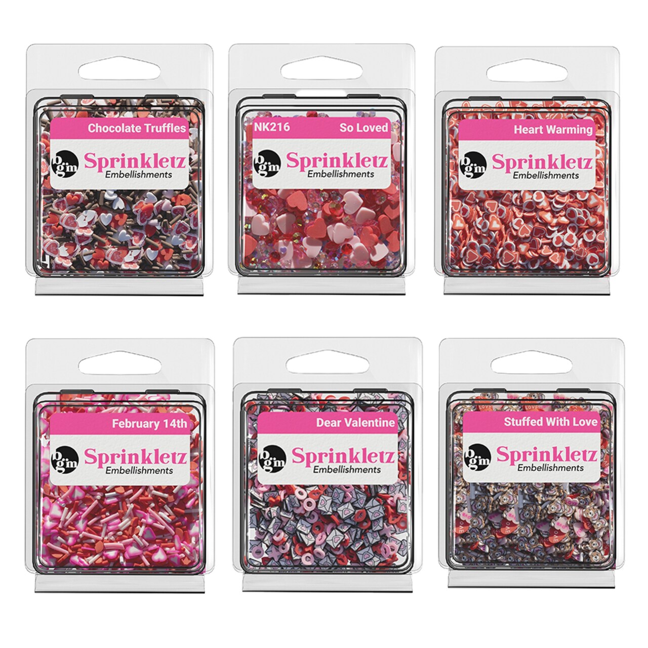Buttons Galore Valentine's Day Craft Embellishment Bundle Set – 1,800 Colorful Polymer Clay Heart Embellishments for Crafts, Scrapbooking, Card Making & Shaker Crafts – Hearts, Love Letters, XOXO